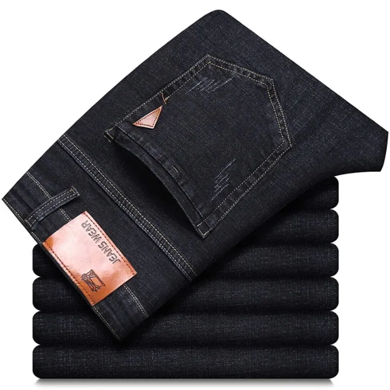 Men Fashion Straight Jeans Men 2024 New Stretch Slim Fit Pants Comfortable Soft Business Denim Trousers Male Brand Clothing — image 3