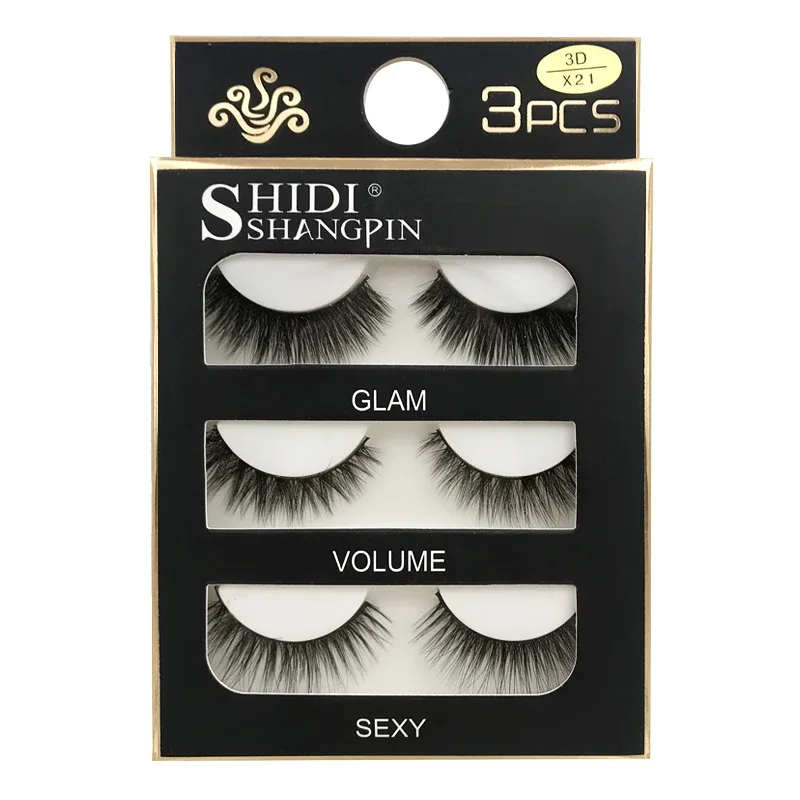 Faux Cils 3 Pairs False Eyelashes Natural Long 3D Mink Lashes Soft Fluffy Wispy Handmade Fake Lashes Eye Makeup Tools Maquiagem