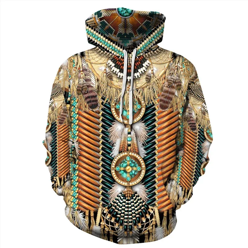 Fashionable 3D Printed Bohemian Pattern Men's Top Fashionable Men's Loose Large Sports Hoodie Street Retro Long Sleeve Hoodie — image 24