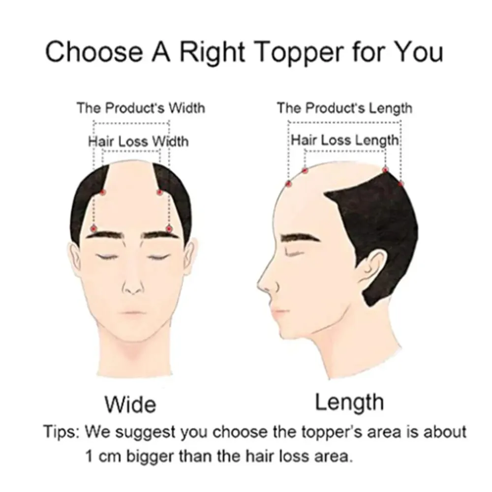 Male Clip-On Short Hair Wig Head Top Replacement Blocks Effectively Covering with Surrounding Hair Replacement Synthetic Hair