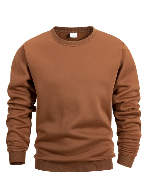 Men's Crew Neck Sweatshirts Solid Color Sweatwear Spring Outdoor Casual Daily Long Sleeve Pullover Hoodie Man Sportswear — image 3