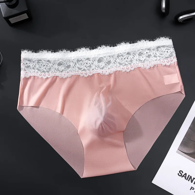 Herren-Dreieckshose mit Spitzenkante, Eisseide, spurlos, atmungsaktiv, dünn, Herrenunterwäsche, niedrige Taille, weich, nahtlos, Komfort, Herren-Slip — image 17