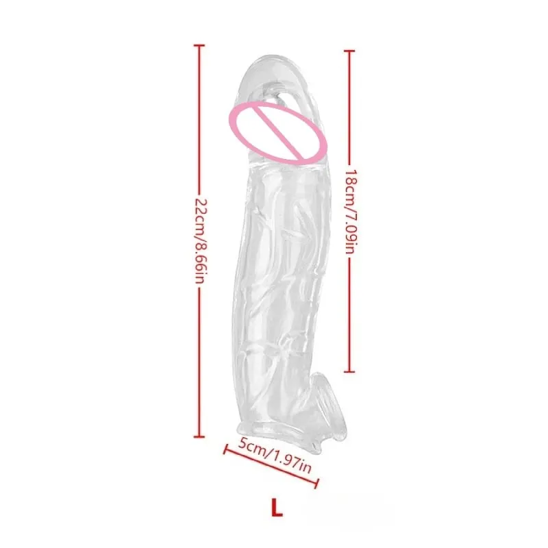 3 Size Reusable Penis Sleeve Soft Clear Cock Sleeve Penis Extender Adult Sex Toys for Men Women Durable Penis Enlarger Male — image 8