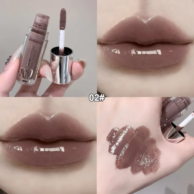 NEW Water Glazed Mirror Lip Gloss Makeup Crystal Nude Jelly Moisturizing Lip Glaze Long Lasting Black Liquid Lipstick Cosmetics — image 2