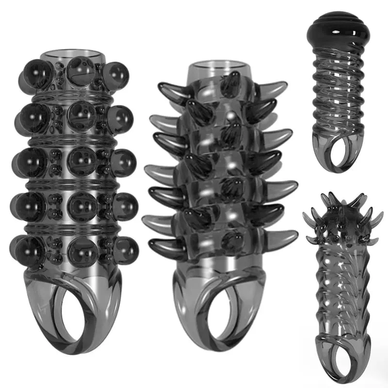 4 Types Penis Enlargement Sleeve Penis Extender Erection Cock Ring Delay Ejaculation Sex Toys for Men Adult Sex Game — image 1