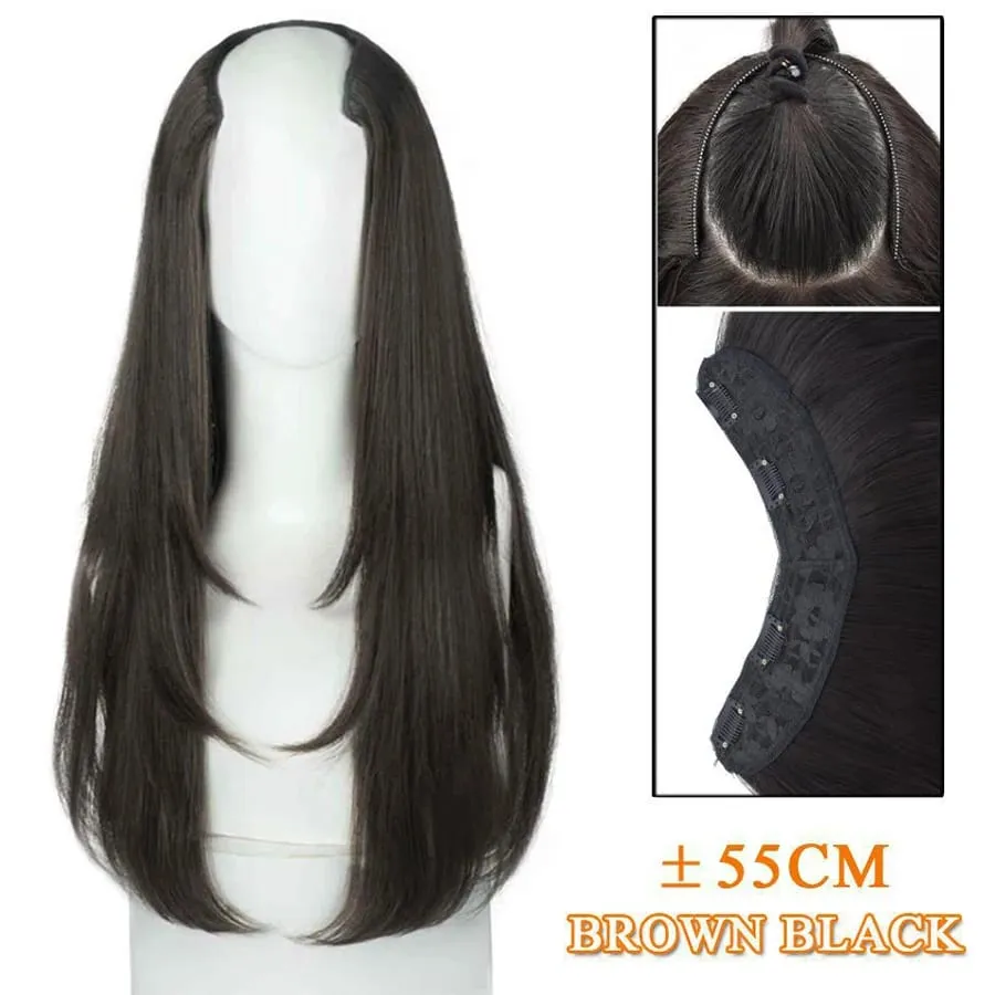 Synthetic Wig Women's Traceless Invisible U-shaped Long Straight Hair Natural Extension Wig for Daily Party Halloween Christmas — image 10