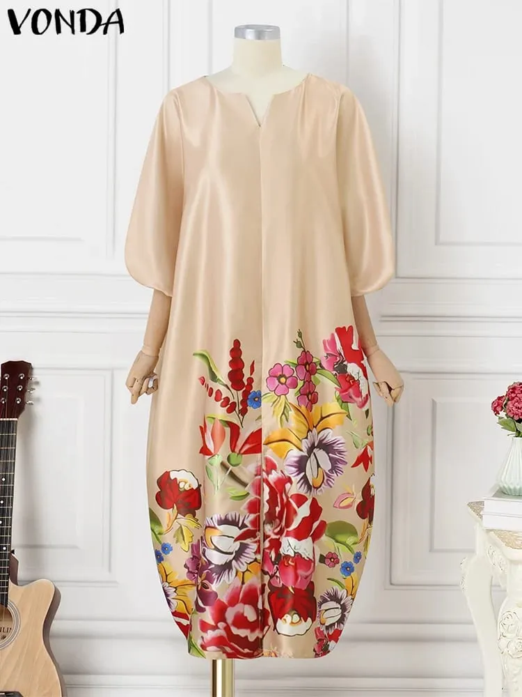 Plus Size 5XL Women Bohemian Satin Silk Maxi Long Dress 2025 Summer Sundress Elegant V Neck Vestidos Casual Loose Robe Femme — image 4