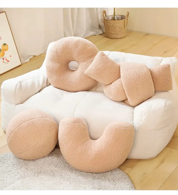 INS Popular Plush Yellow Moon Ball Shape Cushion Stuffed Donut Twist Bar Throw Pillow Home Decoration Room Pillow Birthday Gift — image 6