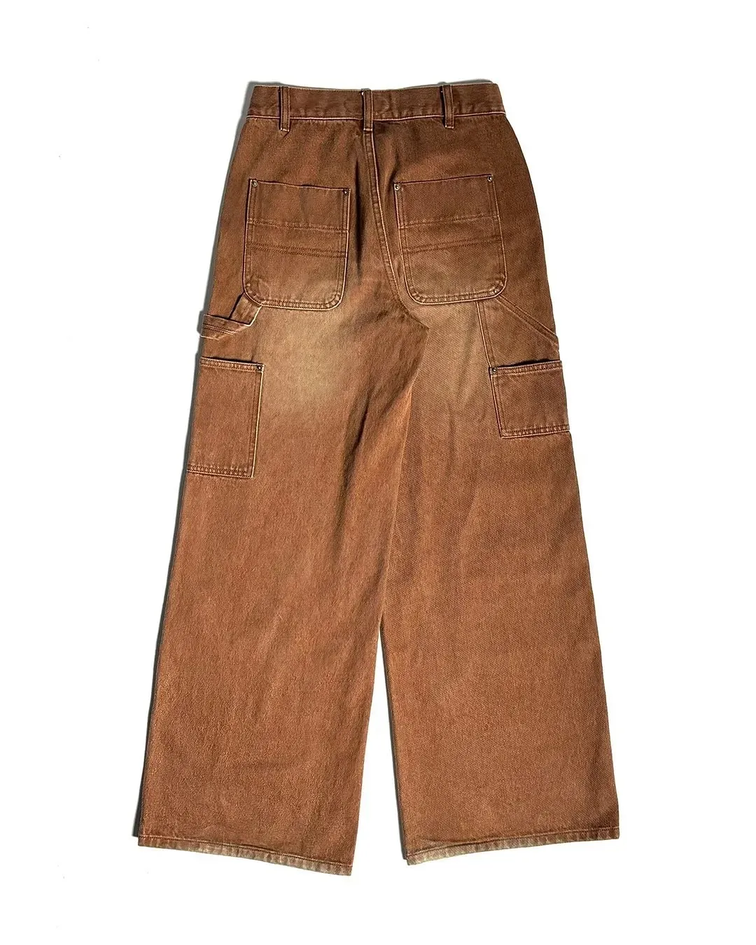 Jeans Brown Carpenter Lelaki Wanita Poket Berat Sulaman Lebar Kaki Perincian Streetwear Seluar Fesyen Kasual Longgar Sesuai Lembut Y2K — image 6