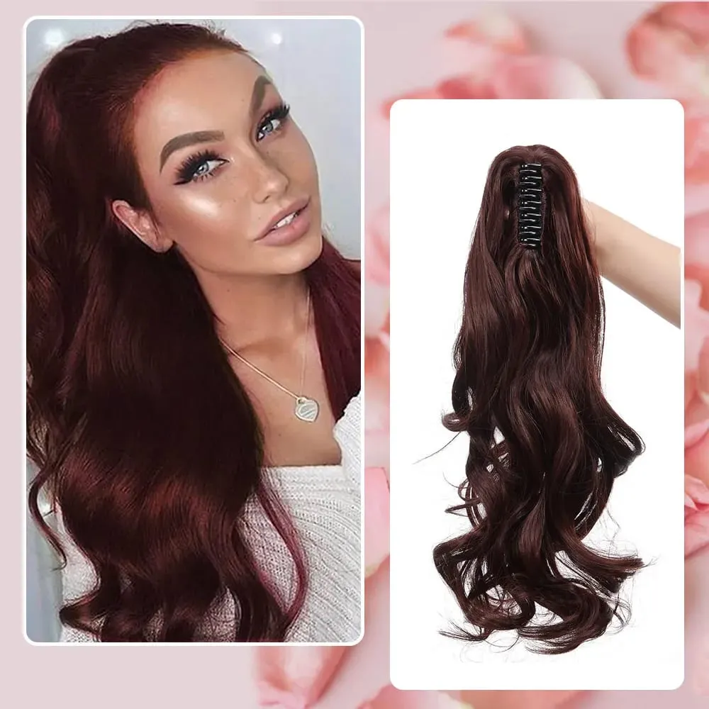 18" Ponytail Extension Synthetic Claw Clip in Hairpiece Curly Wavy Ponytail Hair Extensions Long Pony Tail Hairpiece for Women — image 18