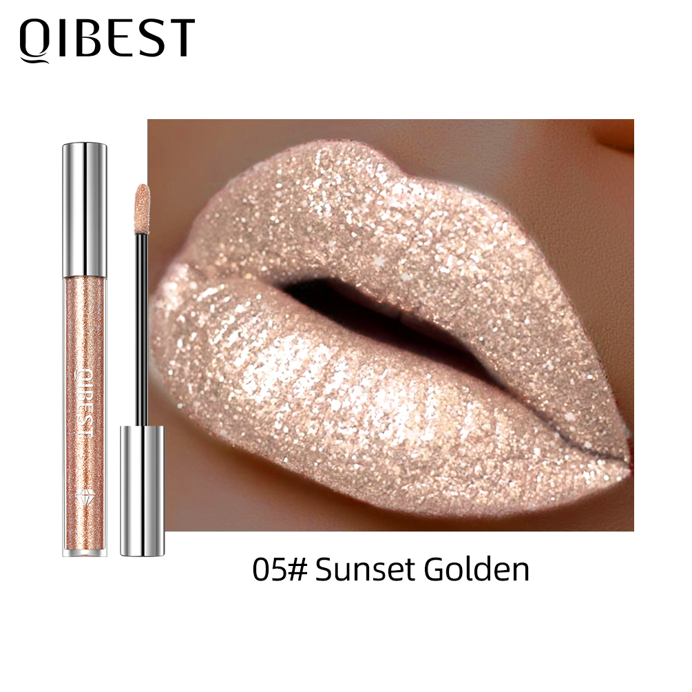 Glitter Diamond Liquid Lipstick Waterproof Long Lasting Pearl Shiny Lip Gloss Metal Charming Women Lip Makeup 6 Colors