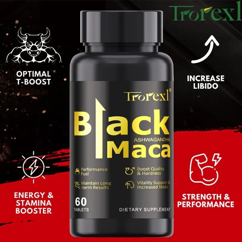 Organic Black Maca Pills 60 Tablets Men Enhancing Supplement Improve Size Endurance Promotes Healthy Energy — image 2