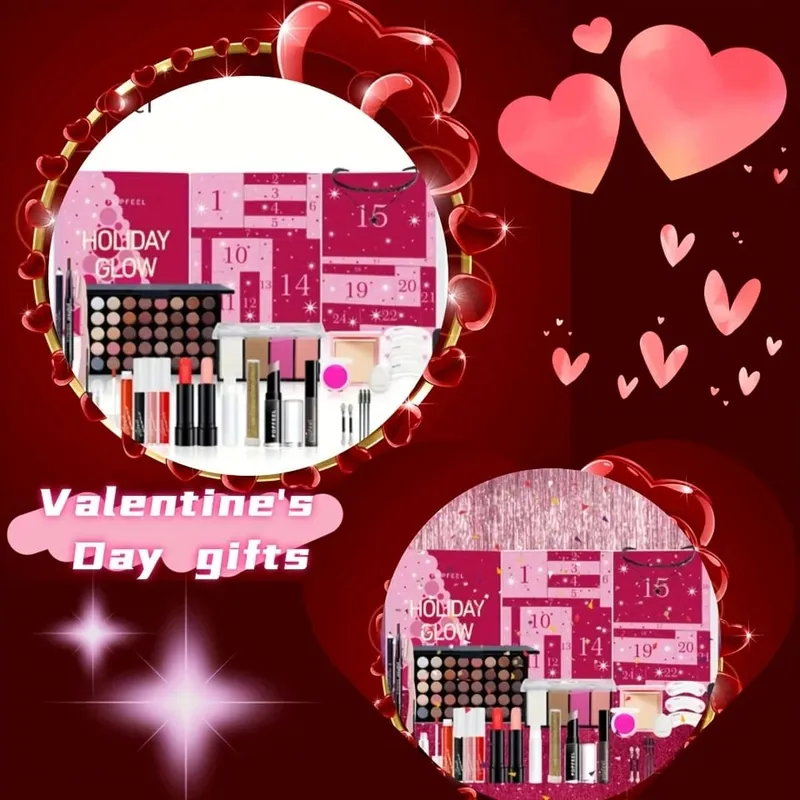 24 pieces including a whole series of eye shadow lipstick eyebrow pencil combination cosmetics set box Valentine's Day gift — image 2