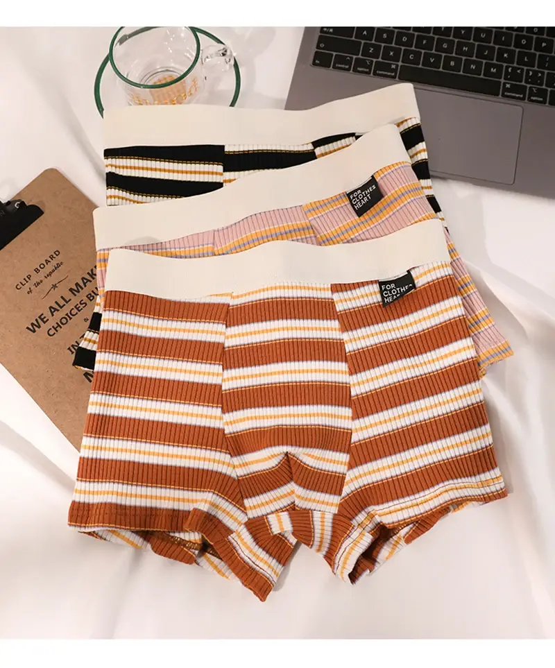 Men's Cotton Panties Sexy Stripe Comfortable Underpants Elastic Breathable Boxer Shorts U Bulge Pouch Male Underwear Cueca Homme — image 13