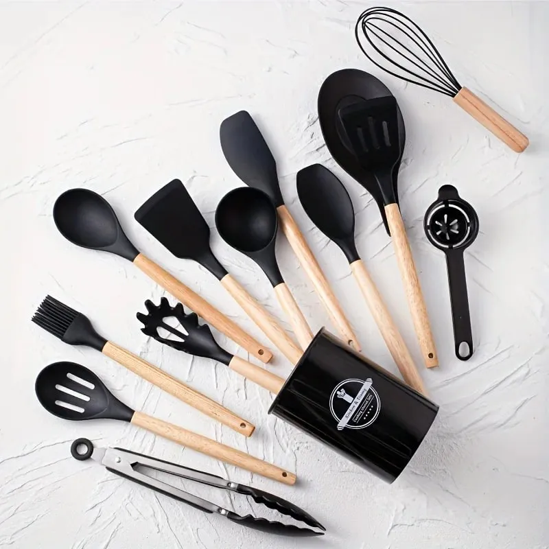 14pcs silicone utensil set with plastic holder — image 9