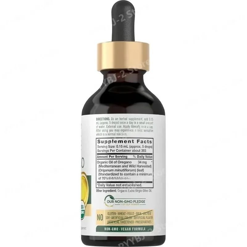 Organic Oil of Oregano Liquid Drops Vegan Herbal Supplement Pang-araw-araw na Nutritional Support 60ml Bawat Bote