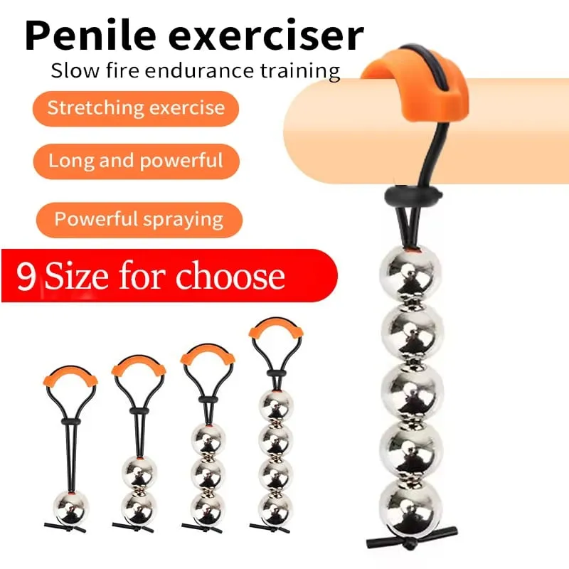 9 Size Male Penis Ring Glans Exerciser SM Penlie Device Weight Bearing Penis Extender Enlargement Stretcher Ball Sex Toy for Men