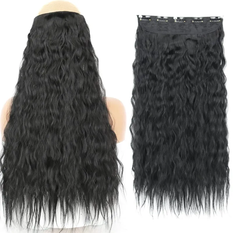 32inch Synthetic Hair Extensions One Piece 5 Clips Long Straight High Temperature Fiber Black Brown Hairpiece — image 30