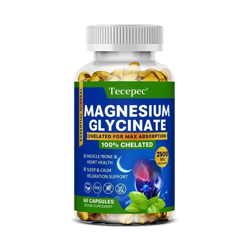 Magnesiumglycinatkapslar 2500mg - Kosttillskott för muskelnervben och hjärtstöd - Glutenfri icke-GMO — image 10