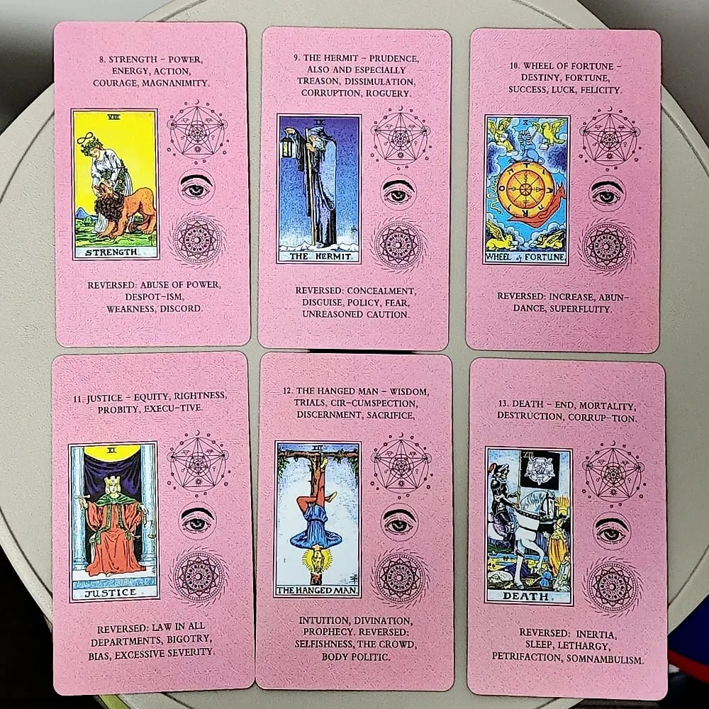 10.3*6cm Pink Learning Tarot 78 Pcs Tarot Cards with Keywords Based on Rider Waite System — image 3