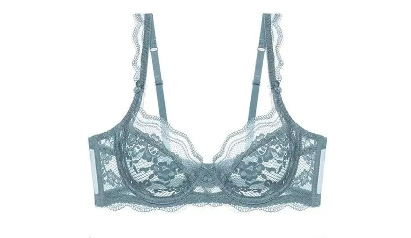New Arrival damski ultracienki wiktoriański koronkowy zestaw push-up miękkie fiszbiny zbierają podnieś niewyściełany komfortowy oddychający komplet bielizny — image 10