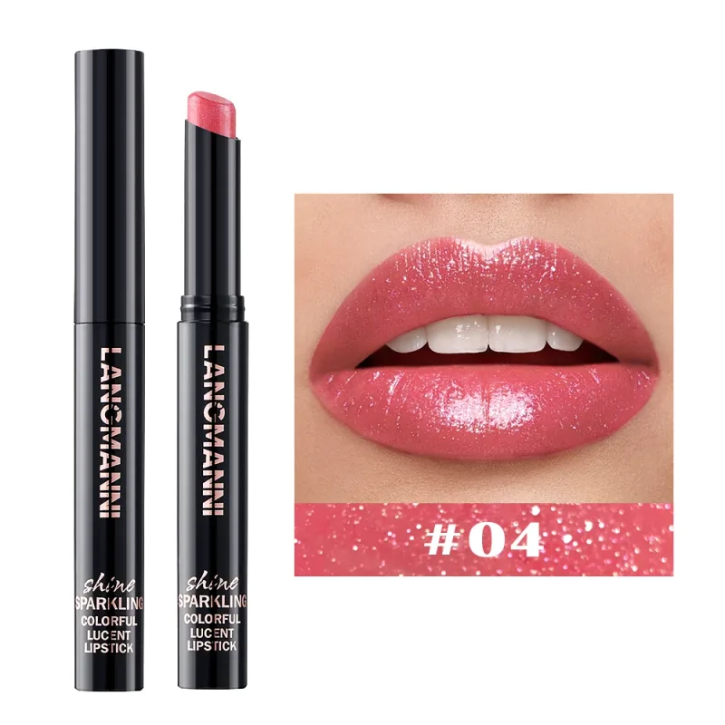 10 Colors Rotating Diamond Lipstick Slanted Glitter Shiny Metallic Lip Tint Long Lasting Nude Shimmer Shiny Lip Gloss Makeup