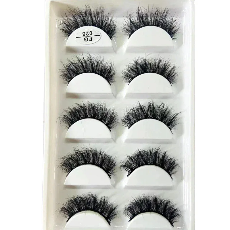 5Pairs Handmade Mink Lashes Short False Eyelashes Dense Natural Long Messy Eye Lashes Reusable Stage Makeup Eyelashes — image 24