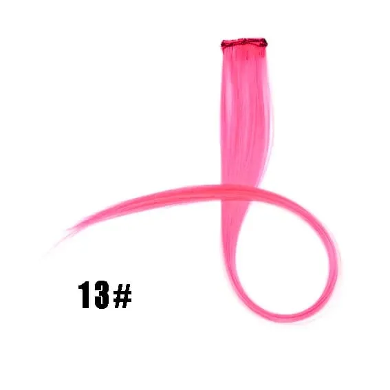 Synthetische Clip-in-Haarverlängerungen, 55,9 cm lang, bunte, glatte Haarteile, synthetische Haarteile für die tägliche Festival-Party