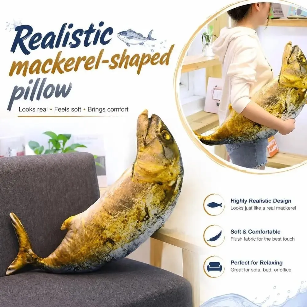 Gifts Realistic Mackerel Plush Pillow Plush Soft Stuffed Mackerel-shaped Cat Toy Fish Plush Toy Home Decor — image 1