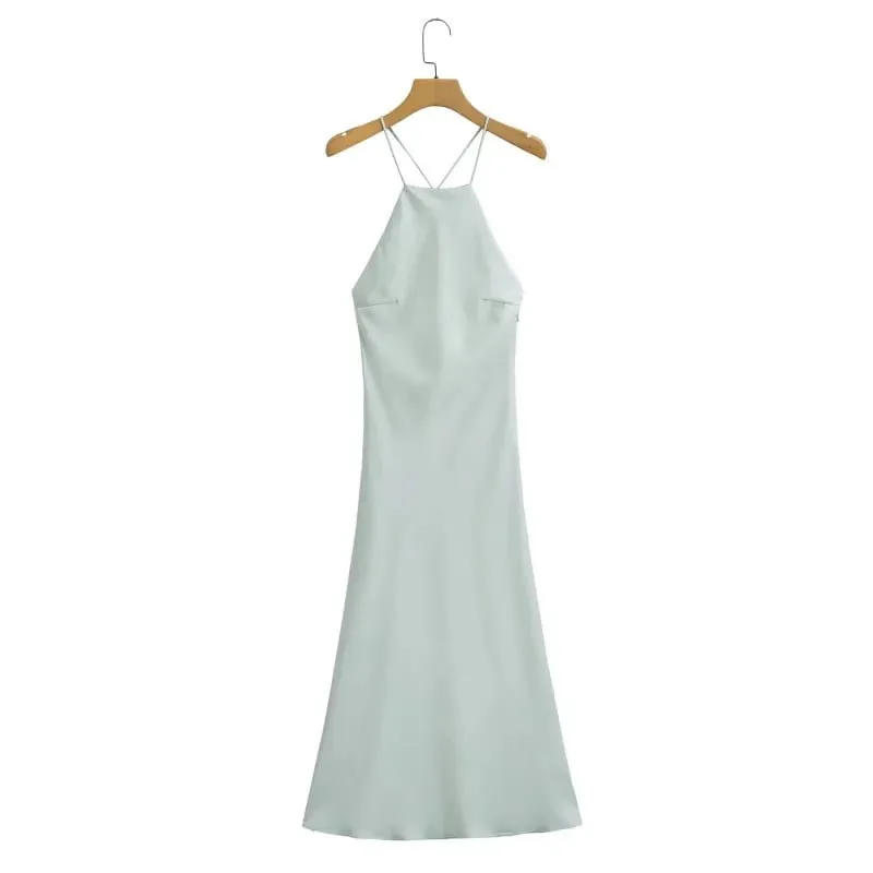 Silk Satin Feel Strapless Gown Long Street Style Floral Print Polyester Fabric No-Waist Design Summer 2025 Women's Dress — image 3