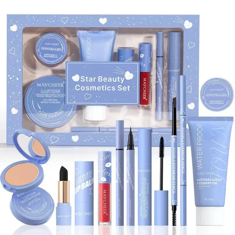 Professional Makeup Kit Foundation Powder Lipstick Lip Gloss Eyeliner Eyebrow Pencil Full Face Cosmetics Set for Women Travel — image 2