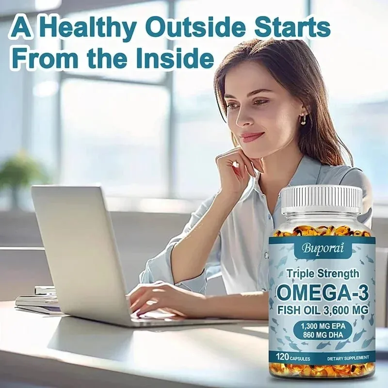 Omega 3 Fish Oil - Rich in EPA+DHA Supports Joint Brain and Eye Health Enhances Immune Function and Antioxidant