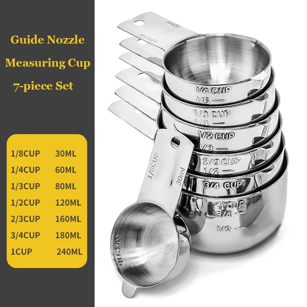 Stainless Steel Measuring Cup and Spoons Set 14PCS with Leveler Dry and Liquid Ingredients Perfect for Cooking & Baking