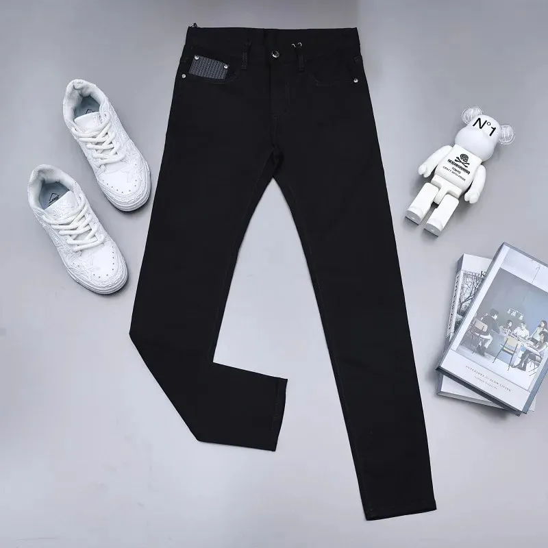 Pure Black Jeans Men's High-End Stylish and Personalized Fashion2024New Slim Fit Skinny Men's Clothing Summer Thin Trousers — image 6