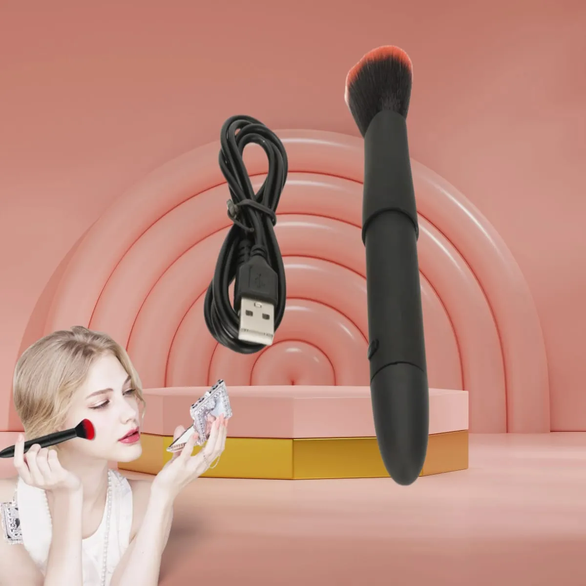 Electric Loose Powder Brush 10 Gears Vibration Quick Brush Blush Επαναφορτιζόμενα πολυλειτουργικά εργαλεία μακιγιάζ — image 5