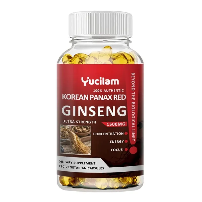 Korean Red Ginseng 1500 mg - Energy Supplement for Peak Performance Focus & Vitality - High Potency Ginseng Root Extract