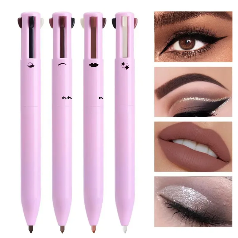 4 in 1 Multi-function Makeup Pen Compact Travel Eyeliner Lip Liner Eyebrow Pencil Highlighter Eyeshadow Pen makeup sets — image 2