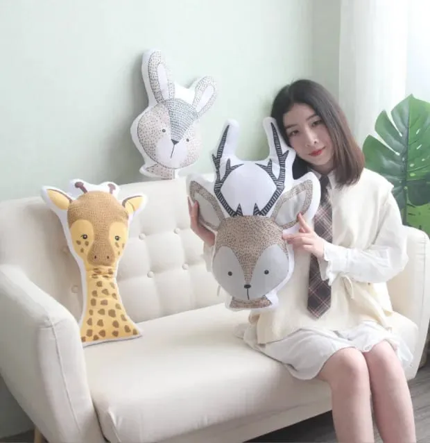 INS Nordic Cute Animals Plush Toys Bear Deer Fox Sofa Pillow/Cushion Children Room Decor Nursery Kids Room Baby Birthday Gifts — image 3