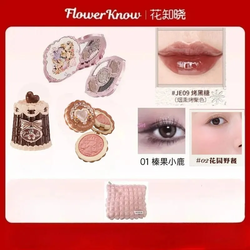 Flower Knows Makeup Set Gift Box Butterfly Cloud Shoulder Cosmetics Lipstick Lip Blush Eyeshadow Makeup Bag