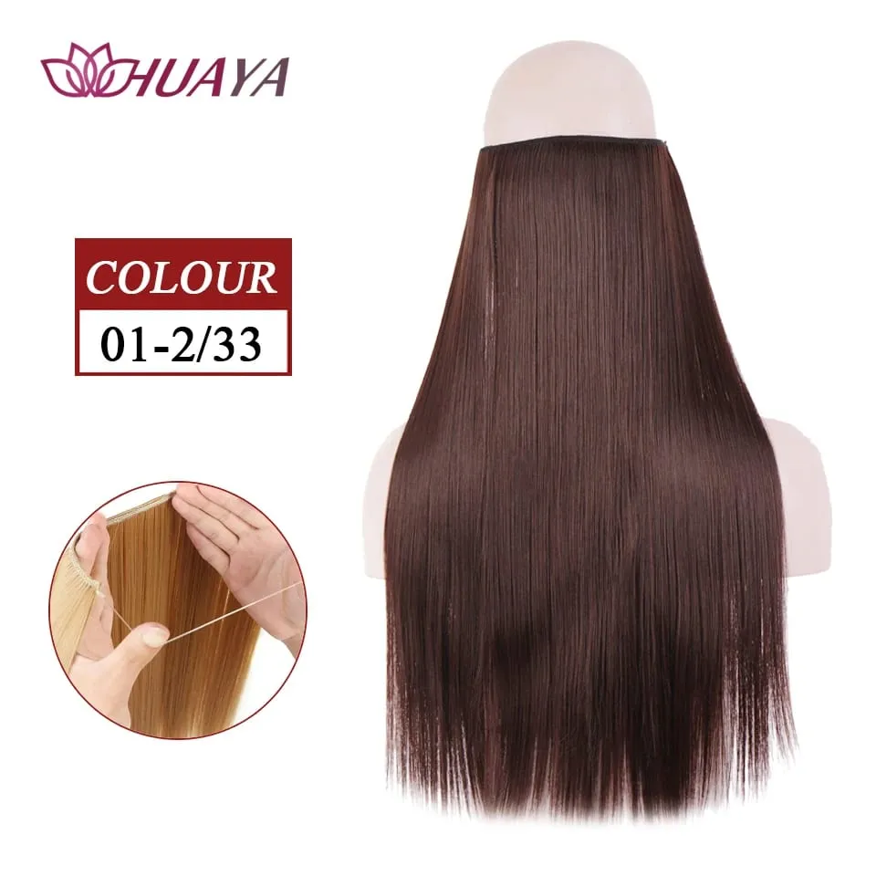 Synthetic Long Straight Invisible Wire No Clips In Hair Extensions Fake Hair Pieces Secret Fish Line Hairpieces For Women — image 9