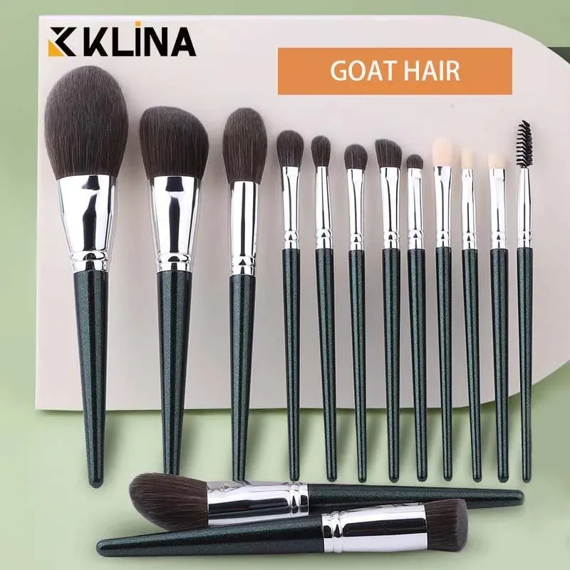 14PCS Goat Hair Makeup Brushes Set Kit For Women Professional Brush Make Up Cosmetic Powder Concealer Eye Shadow Lip Tools — image 1
