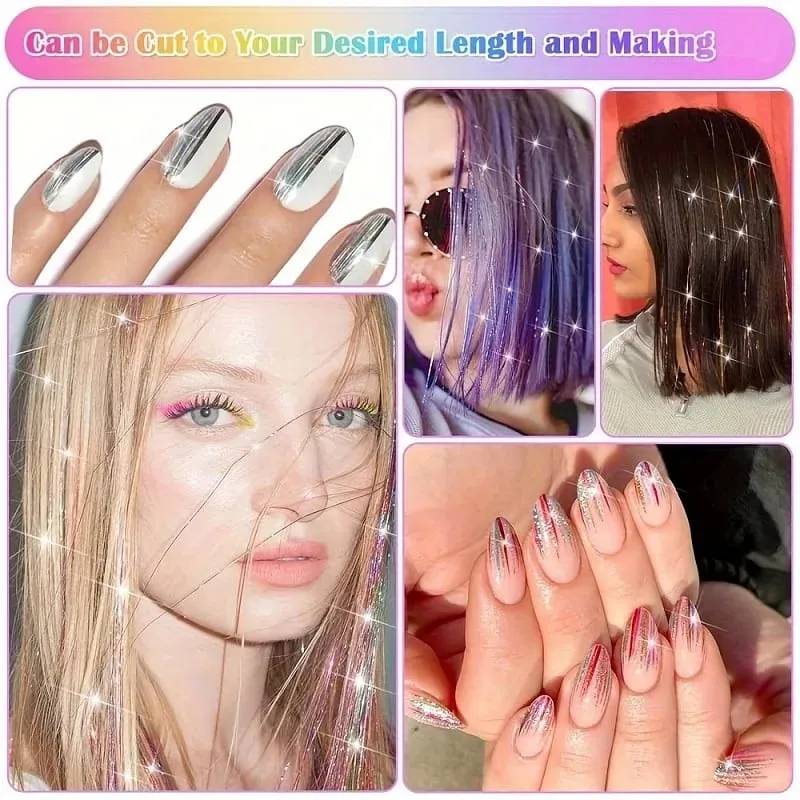 Extensions capillaires synthétiques brillantes de couleur arc-en-ciel, 90cm, 3 pièces/ensemble, guirlandes Laser longues et lisses, résistantes à la chaleur, Extensions de cheveux féeriques, fête quotidienne