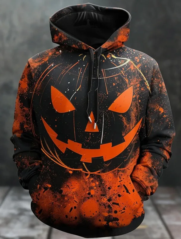 Halloween Men's Graphic Hoodie Pumpkin Prints Classic Casual 3D Pullover Holiday Fashion Hoodies Thin Style Long Sleeve Hooded — image 6