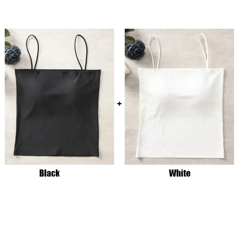 2PCS/Lot Ice Silk Beauty Back Camisole Top For Women with Chest Pad Fixed Cup Inner Wear Outer Wear Summer Female Bandeau — image 10