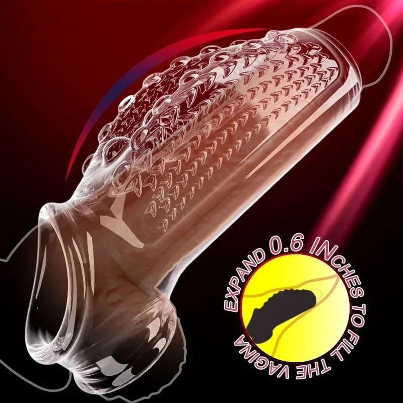 Reusable Penis magnify Cock Rings Delay Ejaculation Penis Condoms Dick Sleeve Silicone Glans Cover Enlargement Sex Toys For Men — image 2