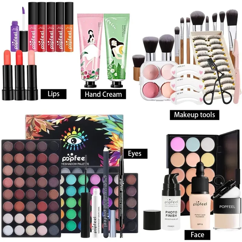 All-in-One Makeup Kit Gift Set with Eyeshadow Palette Foundation Lip Gloss Blush Brushes Eyeliner and More Beauty Gifts — image 3