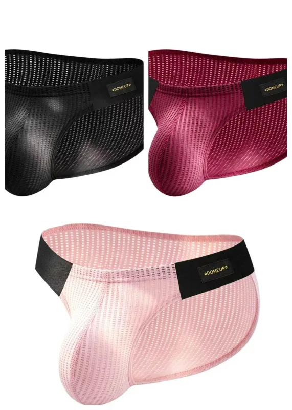 Men Vertical Stripe Mesh Bikini Briefs 3D Pouch Underwear Low Waist Elastic Waistband Breathable Male Panties DP911 — image 15