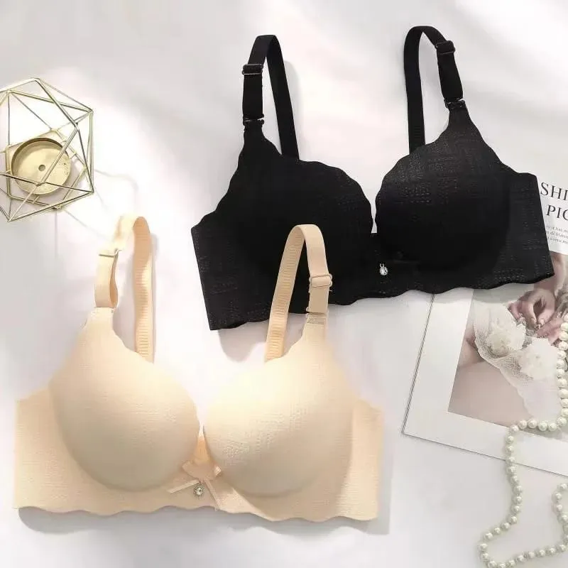 Small Breasts Show Big Underwear Deep V Push-ups No Steel Ring Flat Chest Special Bra Thickened Push-up Bra Set — image 1
