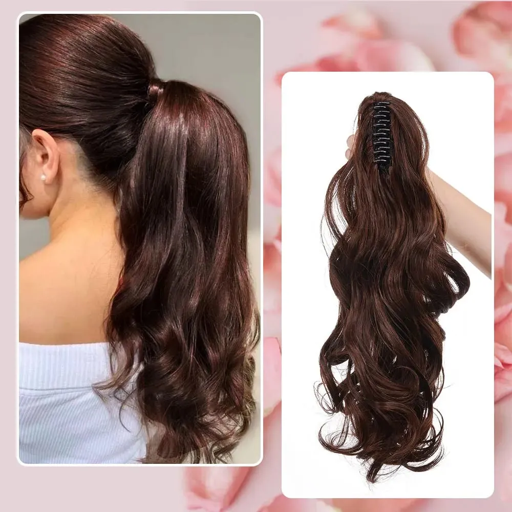 18" Ponytail Extension Synthetic Claw Clip in Hairpiece Curly Wavy Ponytail Hair Extensions Long Pony Tail Hairpiece for Women — image 17