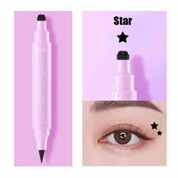 Moon Flower Star Eyeliner Stamp Pen 2IN1 Black Liquid Eye Liner Pencil Love Heart Triangle Waterproof Quick Dry Makeup Cosmetic